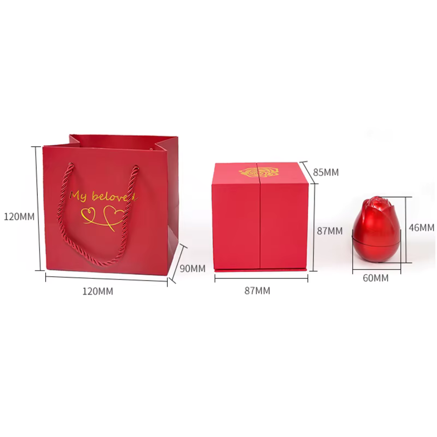 Collar Te amo en 100 idiomas de Plata en caja de rosa ascendente