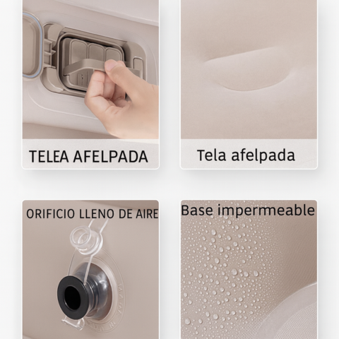 COMBO colchón inflable 2 plazas + 2 almohadas + inflador